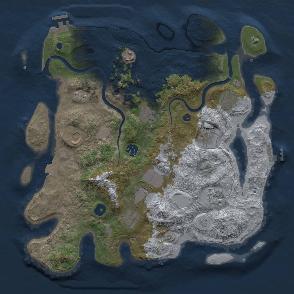 Rust Map: Procedural Map, Size: 3750, Seed: 348330, 16 Monuments