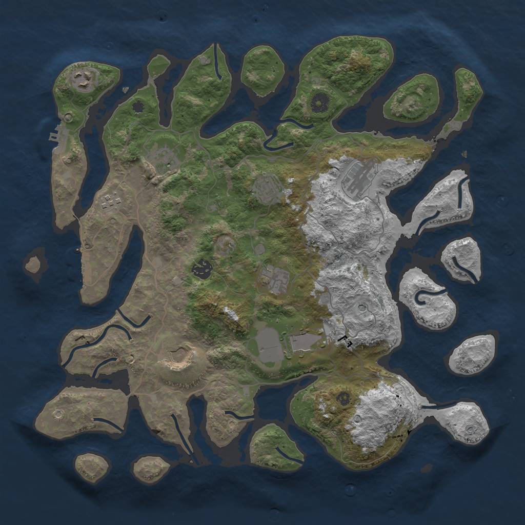 Rust Map: Procedural Map, Size: 4000, Seed: 1601159011, 14 Monuments