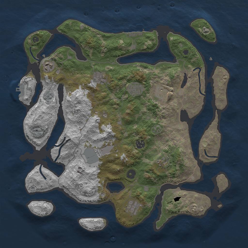 Rust Map: Procedural Map, Size: 4000, Seed: 424280, 14 Monuments