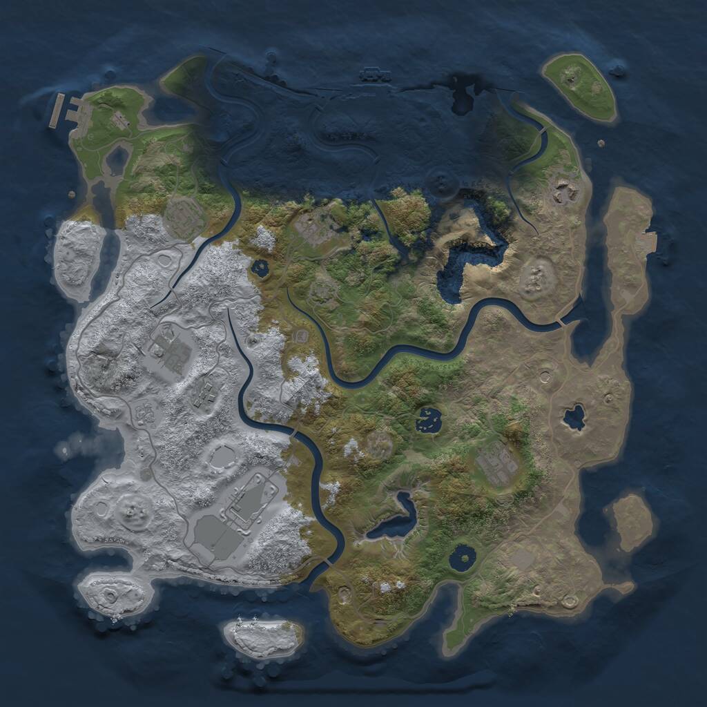 Rust Map: Procedural Map, Size: 4000, Seed: 424280, 14 Monuments