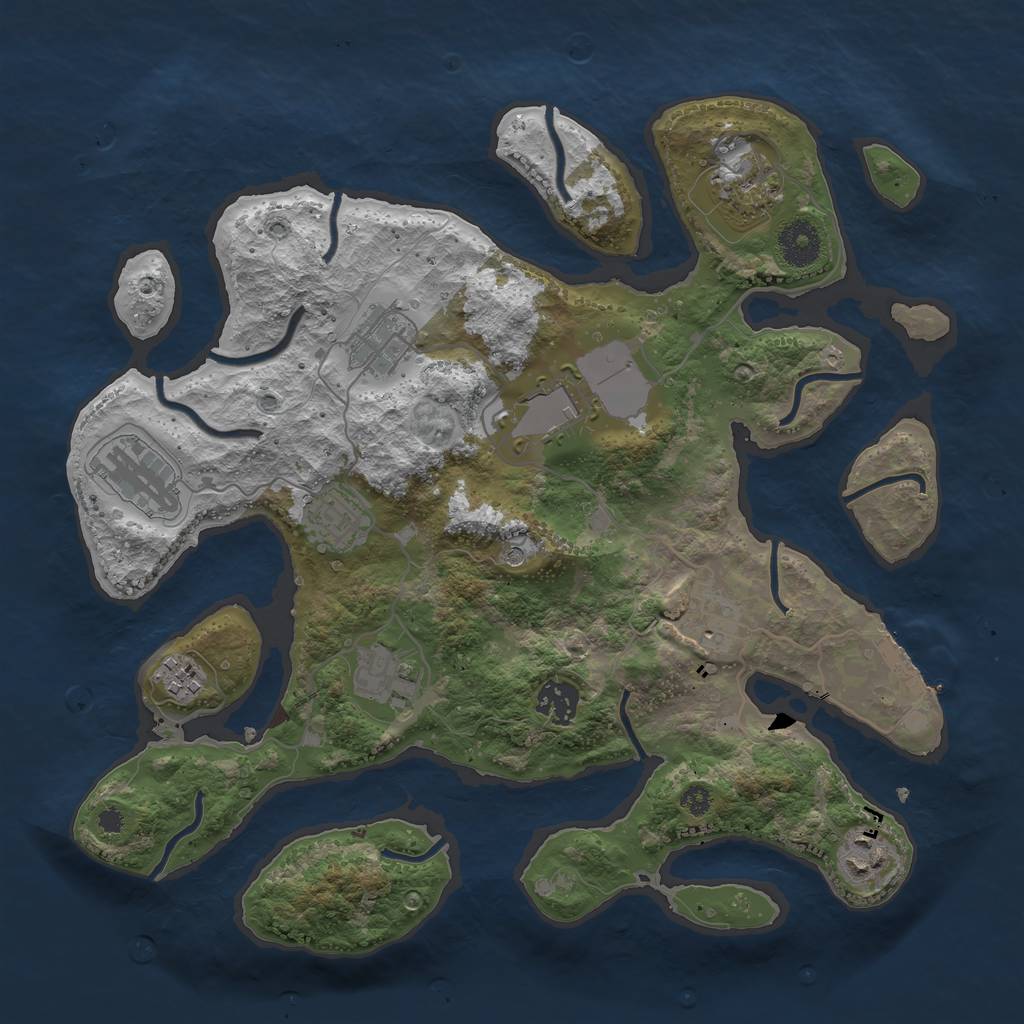 Rust Map: Procedural Map, Size: 3500, Seed: 1698657193, 14 Monuments