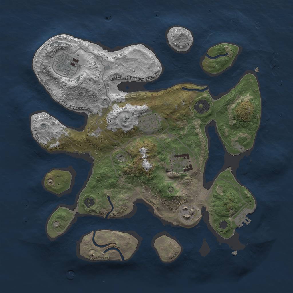 Rust Map: Procedural Map, Size: 3000, Seed: 3592012, 8 Monuments