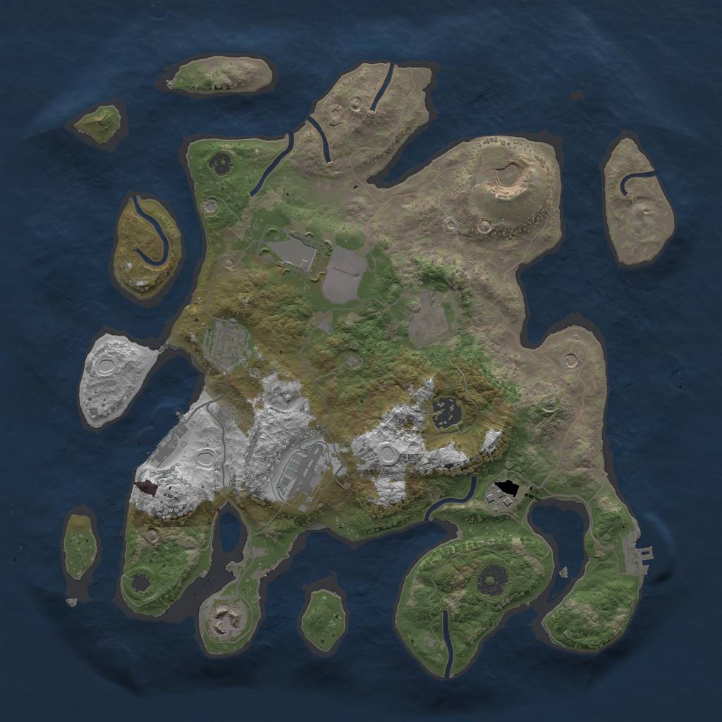 Rust Map: Procedural Map, Size: 3500, Seed: 816495986, 19 Monuments