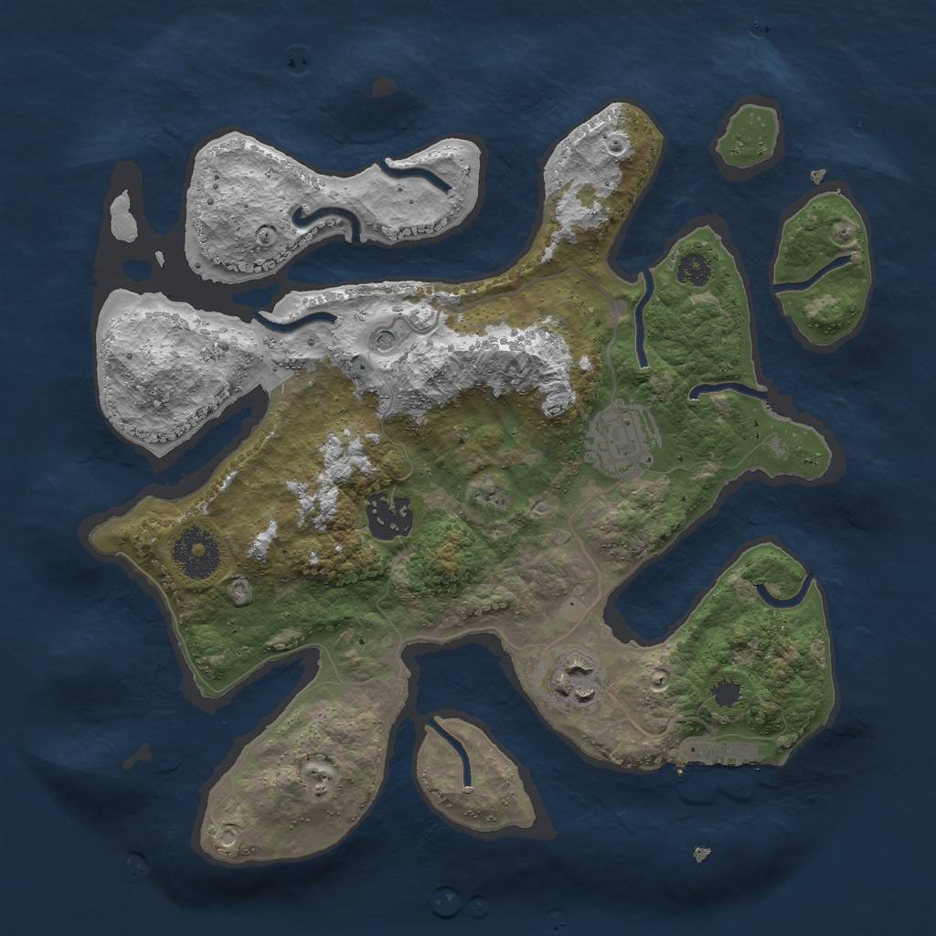 Rust Map: Procedural Map, Size: 2901, Seed: 591311488, 7 Monuments