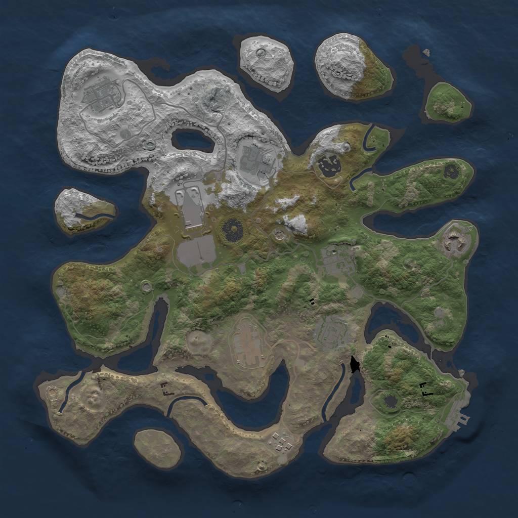 Rust Map: Procedural Map, Size: 3500, Seed: 1048705001, 13 Monuments