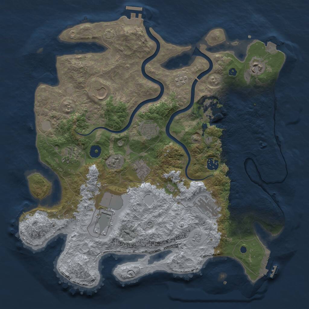 Rust Map: Procedural Map, Size: 3800, Seed: 28727424, 16 Monuments