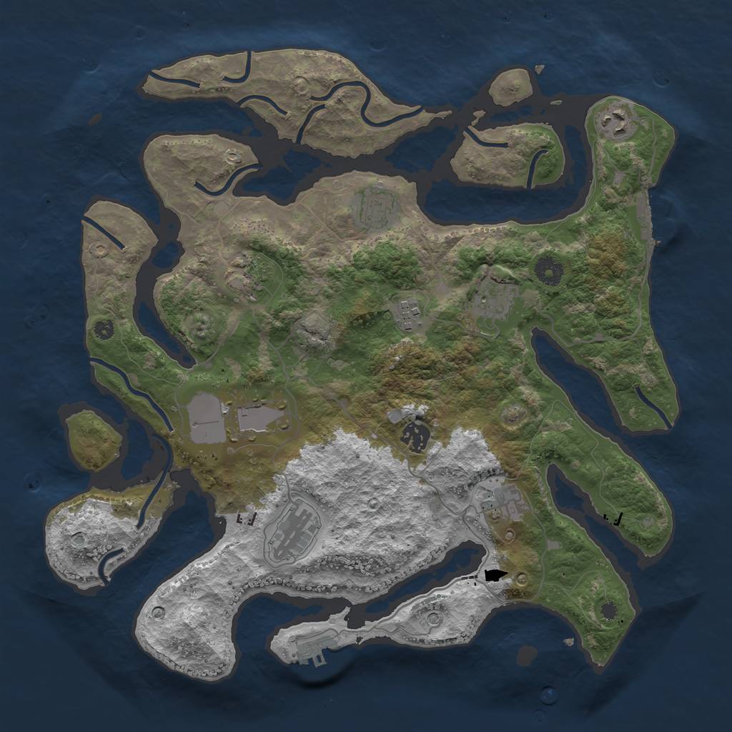 Rust Map: Procedural Map, Size: 3800, Seed: 28727424, 14 Monuments