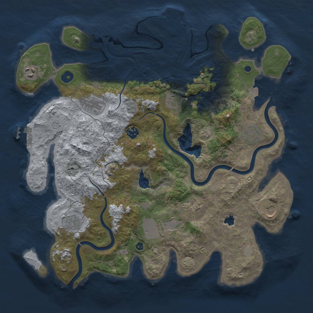 Rust Map: Procedural Map, Size: 4000, Seed: 409905748, 16 Monuments
