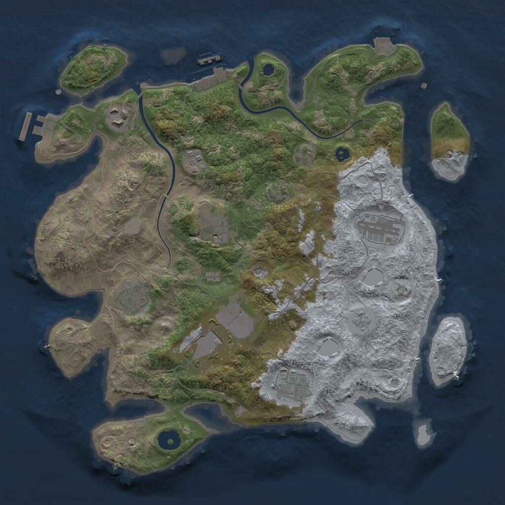 Rust Map: Procedural Map, Size: 3500, Seed: 1657155081, 13 Monuments