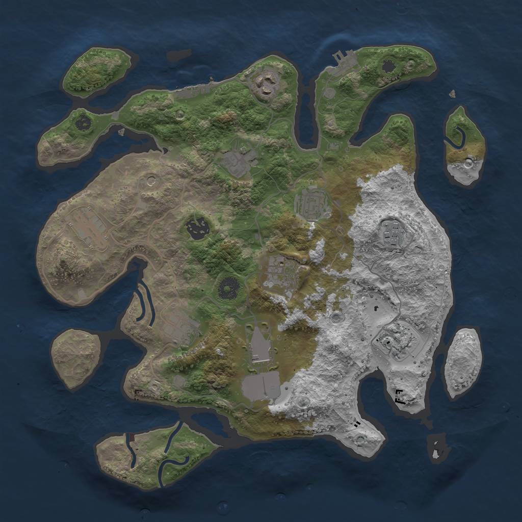 Rust Map: Procedural Map, Size: 3500, Seed: 1657155081, 15 Monuments