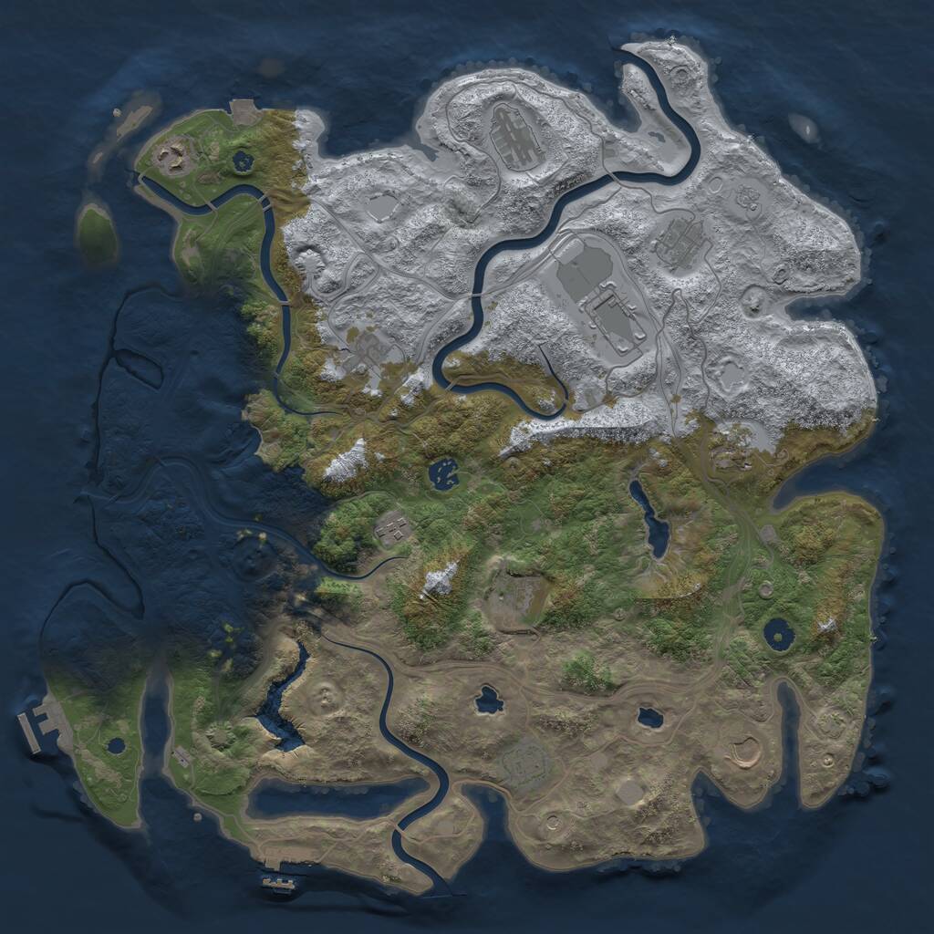 Rust Map: Procedural Map, Size: 4500, Seed: 3962, 17 Monuments