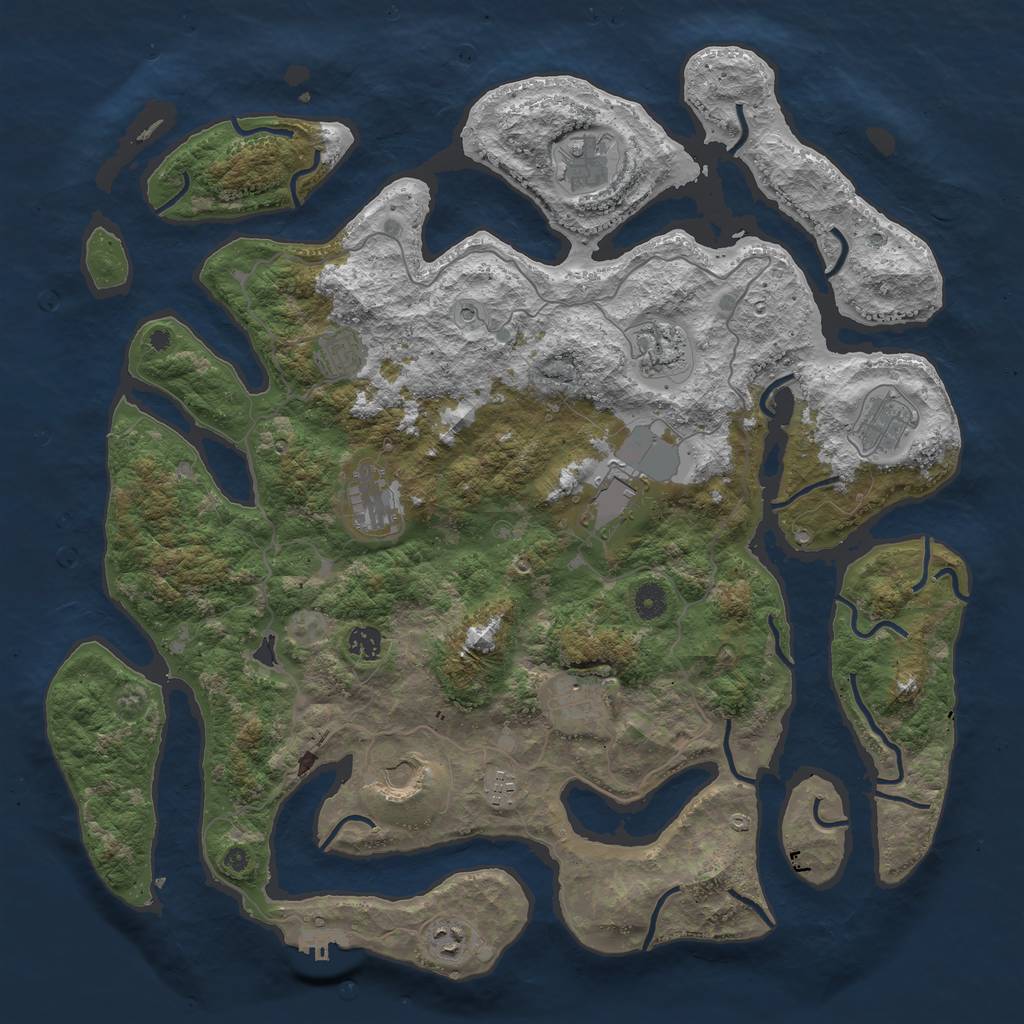 Rust Map: Procedural Map, Size: 4500, Seed: 3962, 15 Monuments