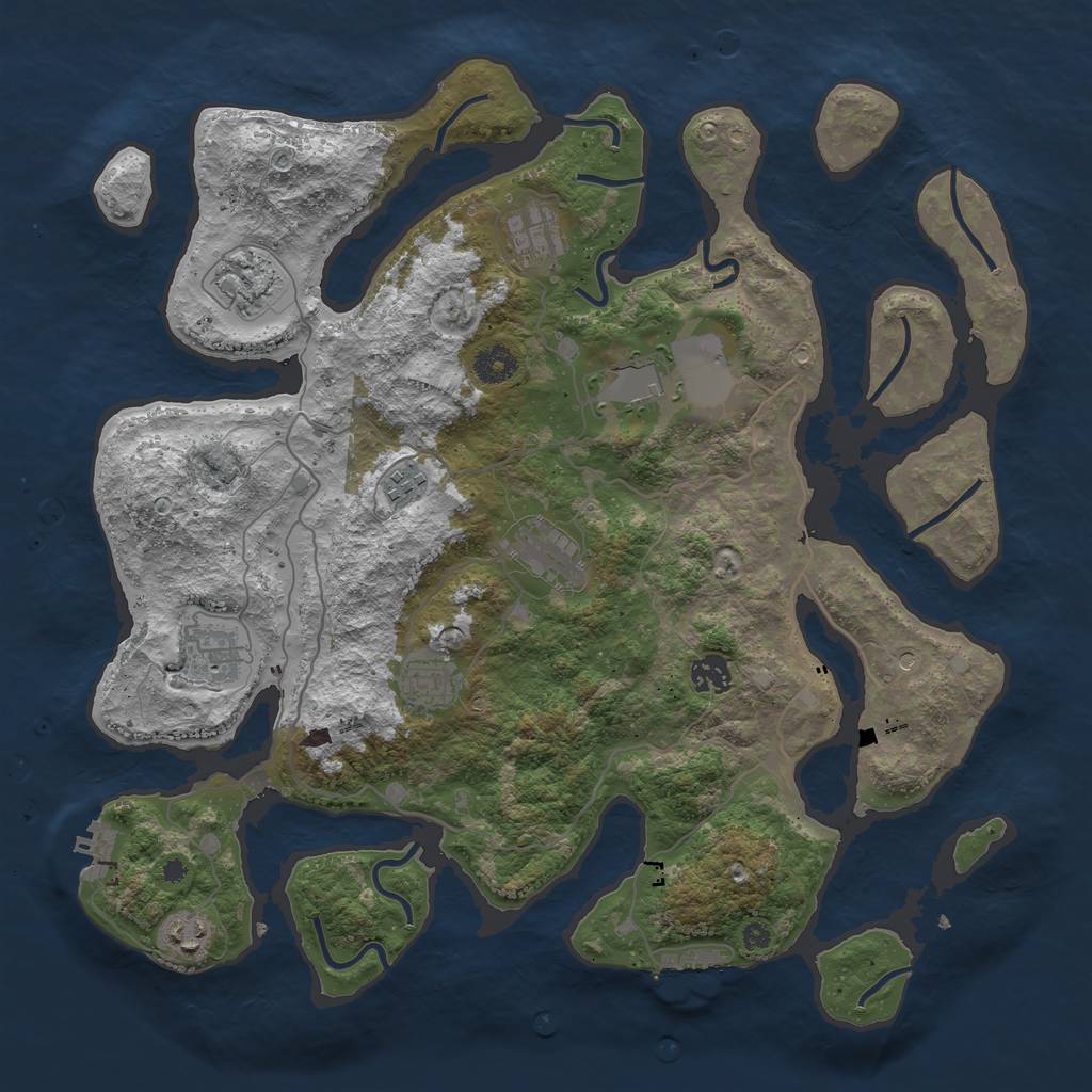 Rust Map: Procedural Map, Size: 4000, Seed: 64209, 14 Monuments