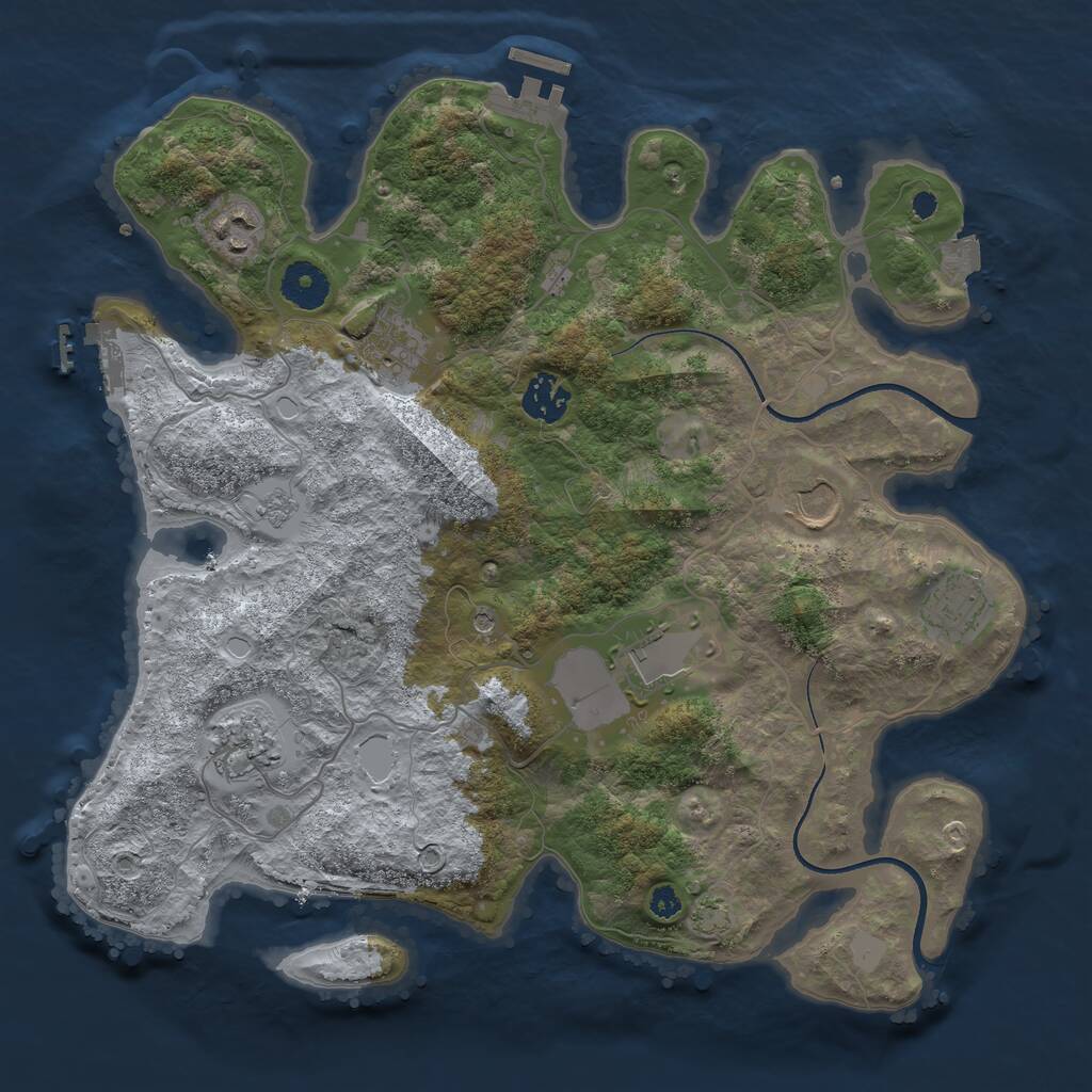 Rust Map: Procedural Map, Size: 3500, Seed: 640991, 13 Monuments