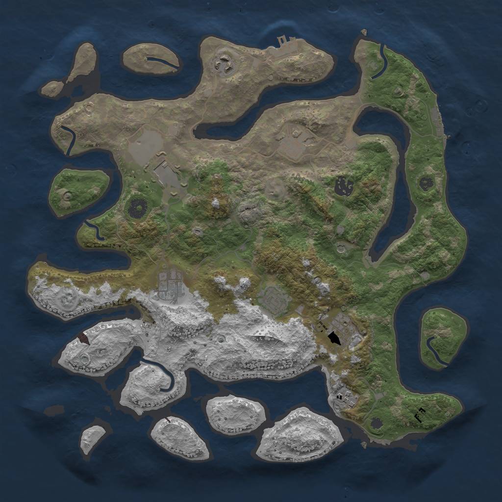 Rust Map: Procedural Map, Size: 3800, Seed: 522112, 13 Monuments