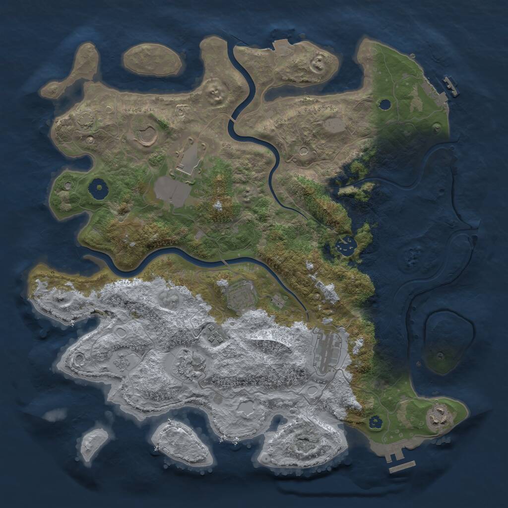 Rust Map: Procedural Map, Size: 3800, Seed: 522112, 14 Monuments