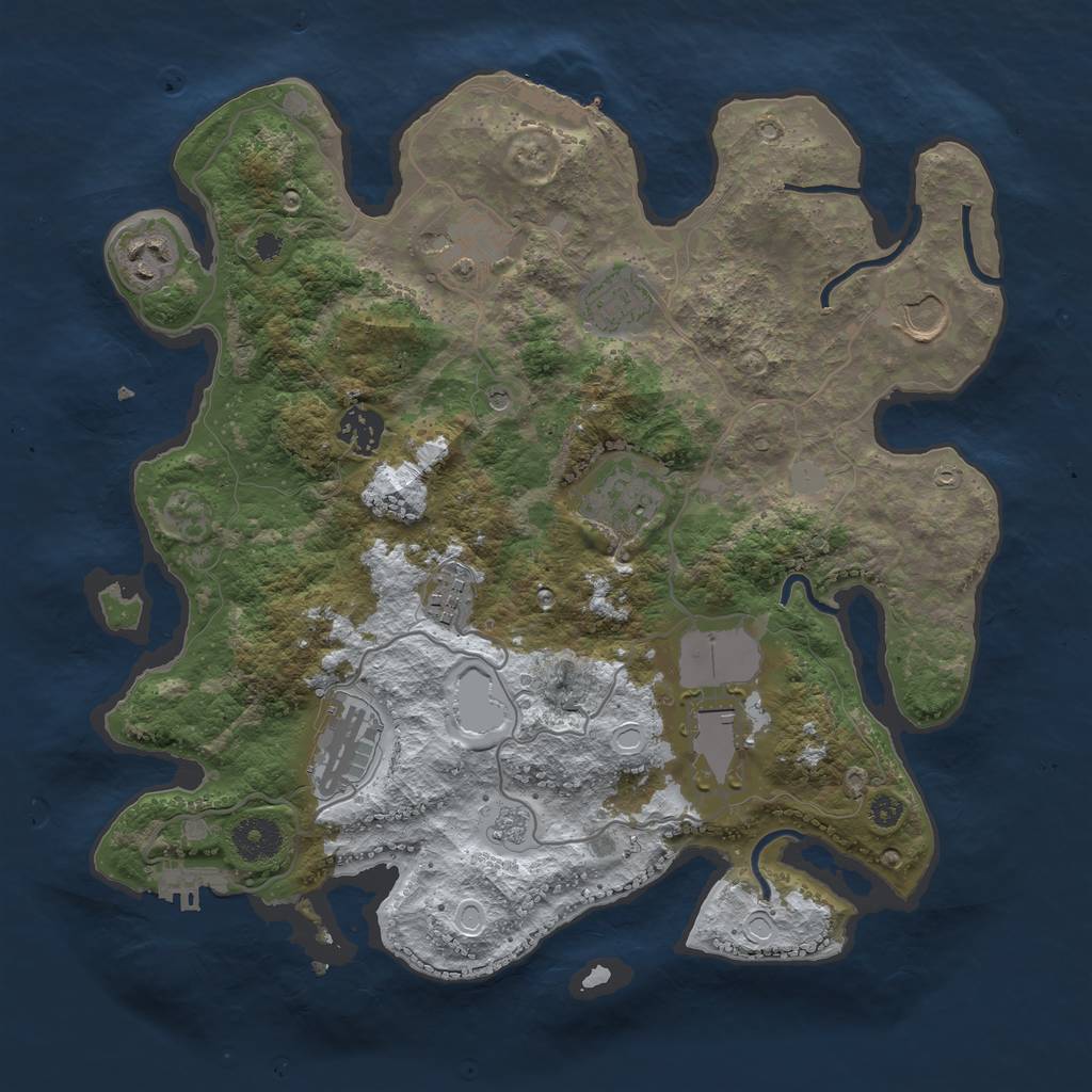 Rust Map: Procedural Map, Size: 3500, Seed: 2078291747, 18 Monuments