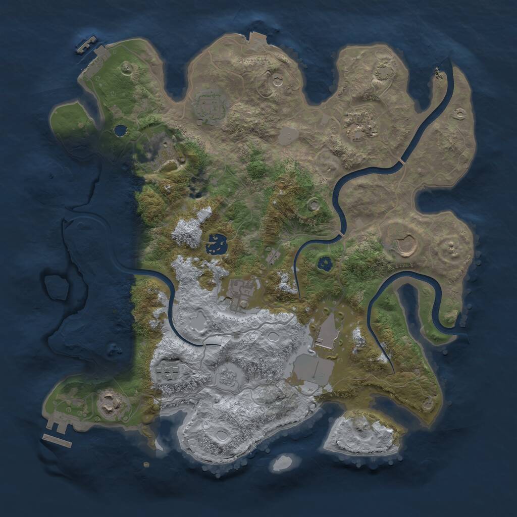 Rust Map: Procedural Map, Size: 3500, Seed: 2078291747, 15 Monuments
