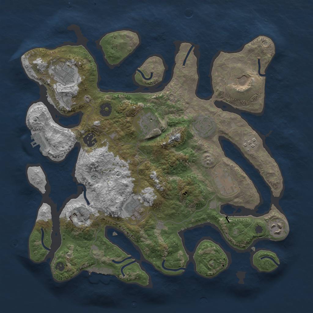 Rust Map: Procedural Map, Size: 3500, Seed: 1809370291, 14 Monuments