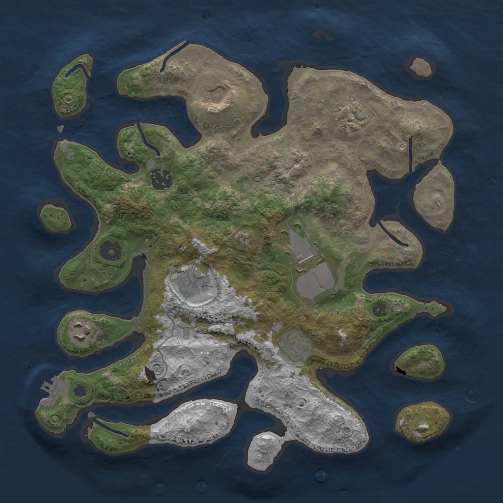 Rust Map: Procedural Map, Size: 3500, Seed: 489930, 11 Monuments