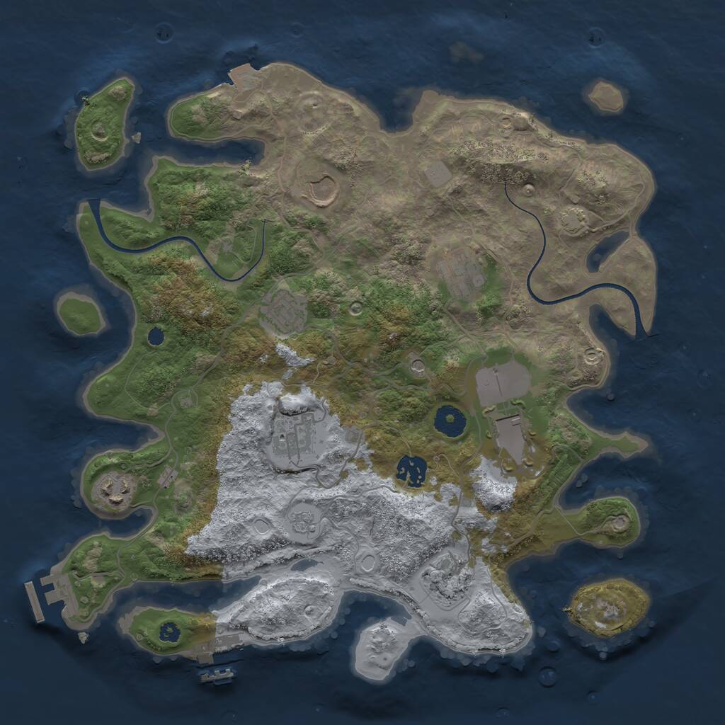 Rust Map: Procedural Map, Size: 3500, Seed: 489930, 14 Monuments