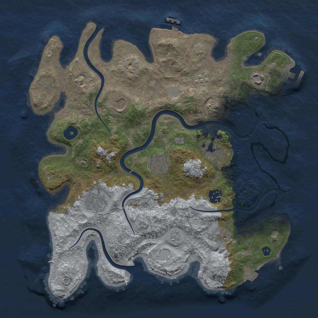 Rust Map: Procedural Map, Size: 3500, Seed: 226882, 14 Monuments
