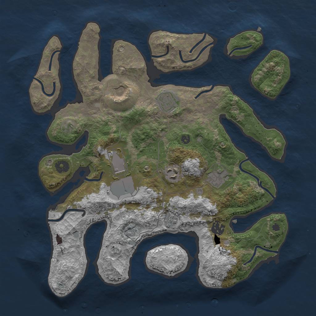 Rust Map: Procedural Map, Size: 3500, Seed: 226882, 9 Monuments