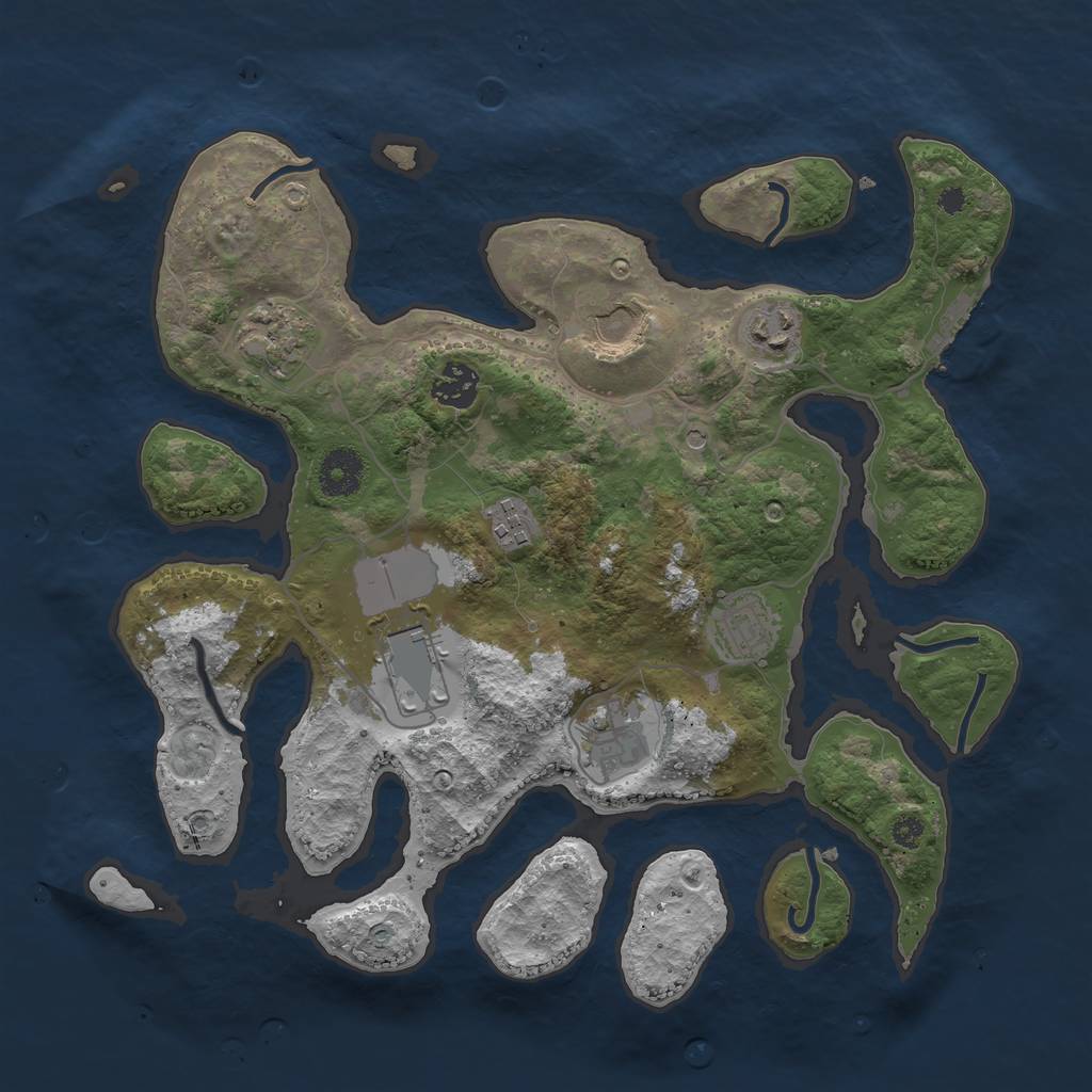 Rust Map: Procedural Map, Size: 3500, Seed: 4194951, 12 Monuments