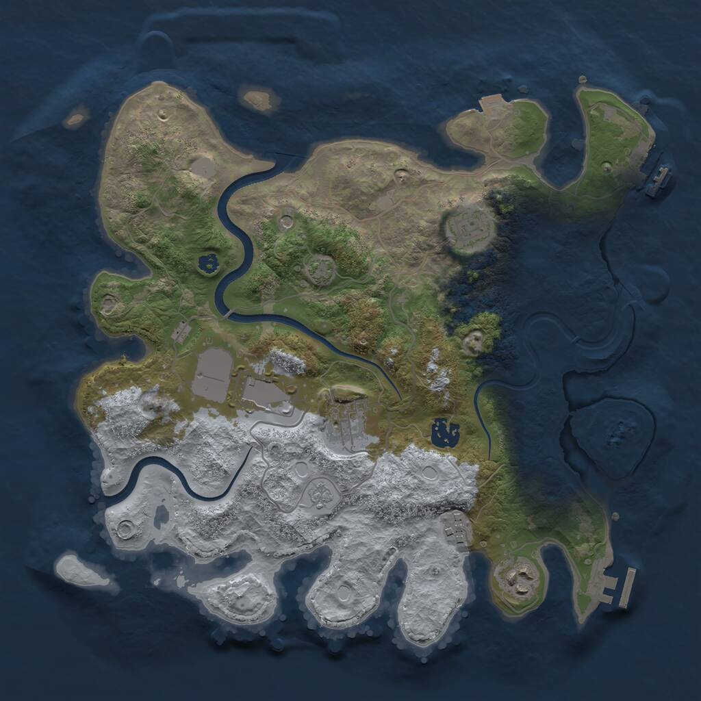 Rust Map: Procedural Map, Size: 3500, Seed: 4194951, 12 Monuments