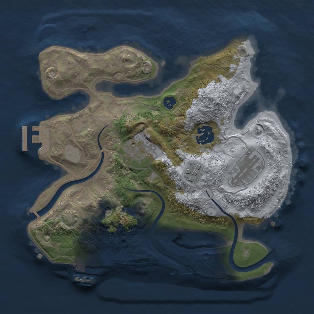 Rust Map: Procedural Map, Size: 2500, Seed: 1091906080, 9 Monuments