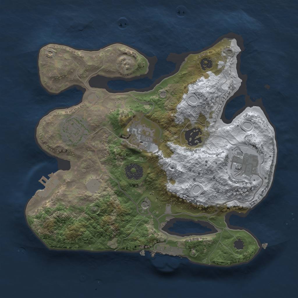 Rust Map: Procedural Map, Size: 2500, Seed: 1091906080, 12 Monuments