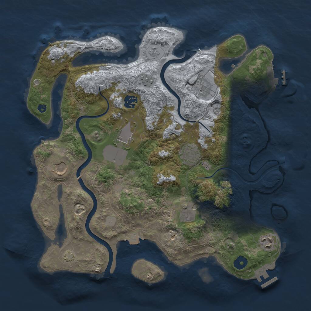 Rust Map: Procedural Map, Size: 3500, Seed: 3023, 14 Monuments