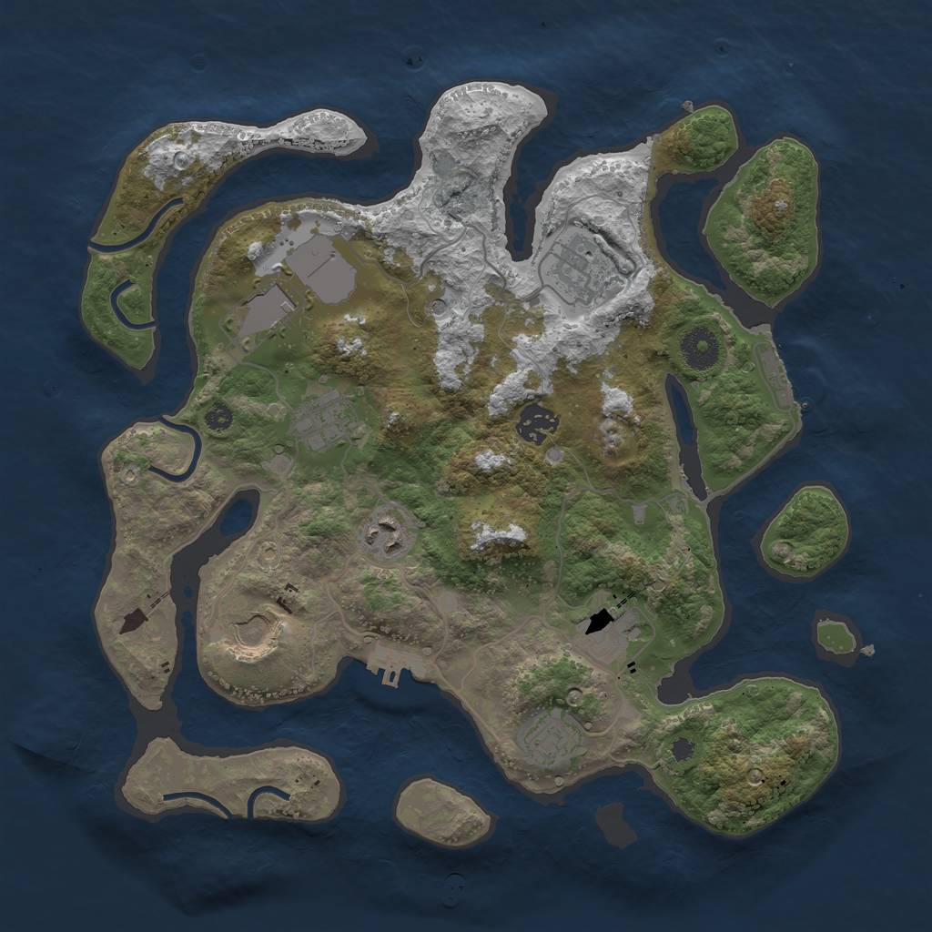 Rust Map: Procedural Map, Size: 3500, Seed: 3023, 13 Monuments