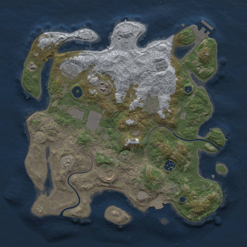Rust Map: Procedural Map, Size: 3500, Seed: 3023, 12 Monuments