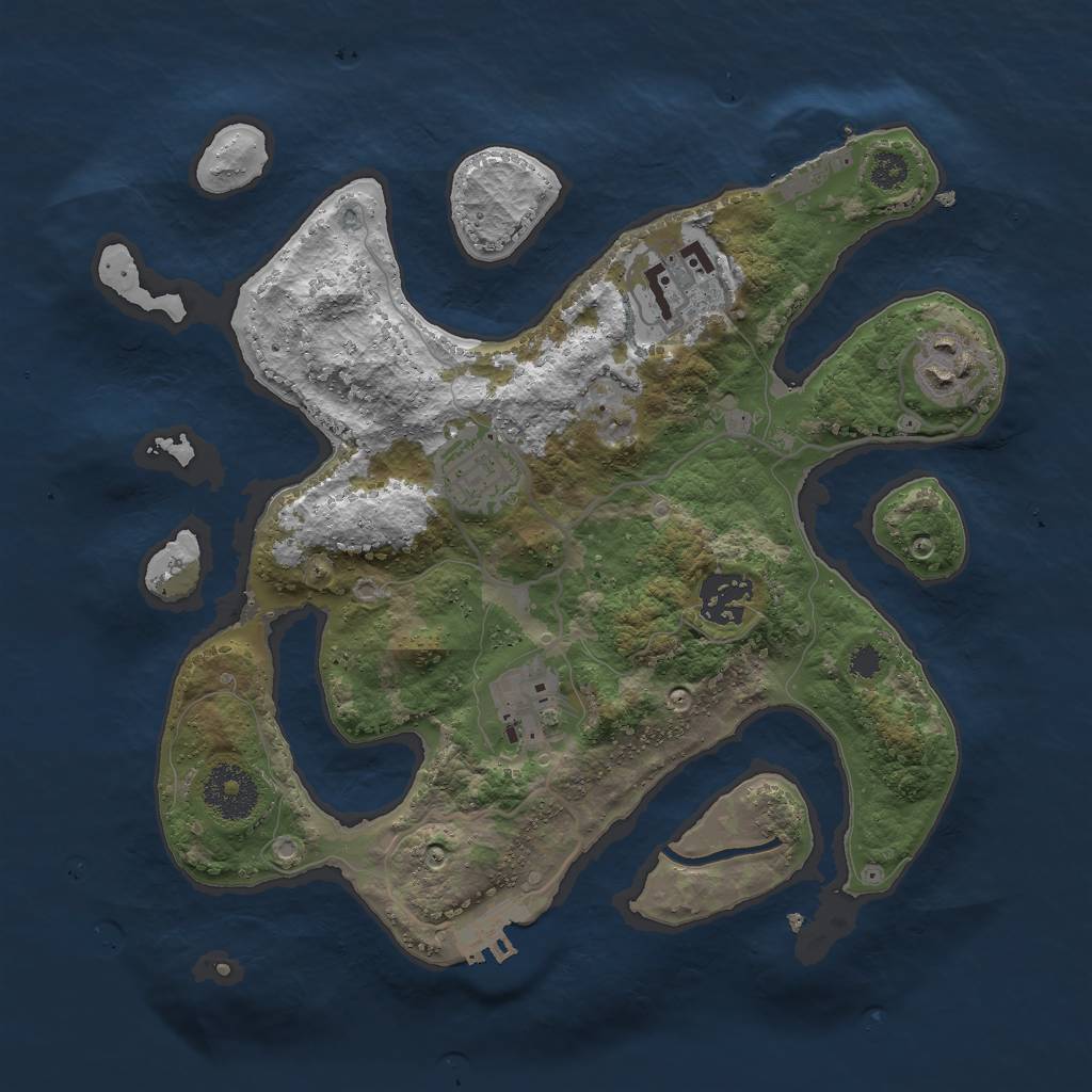 Rust Map: Procedural Map, Size: 3000, Seed: 651, 9 Monuments