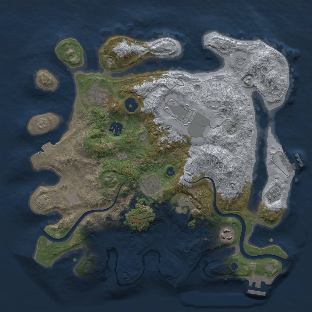 Rust Map: Procedural Map, Size: 3500, Seed: 802241535, 13 Monuments