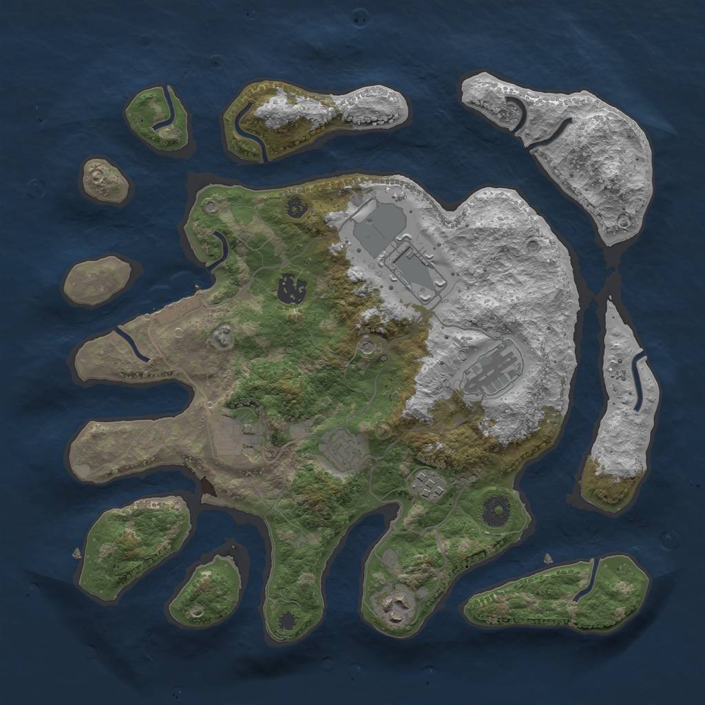 Rust Map: Procedural Map, Size: 3500, Seed: 802241535, 11 Monuments