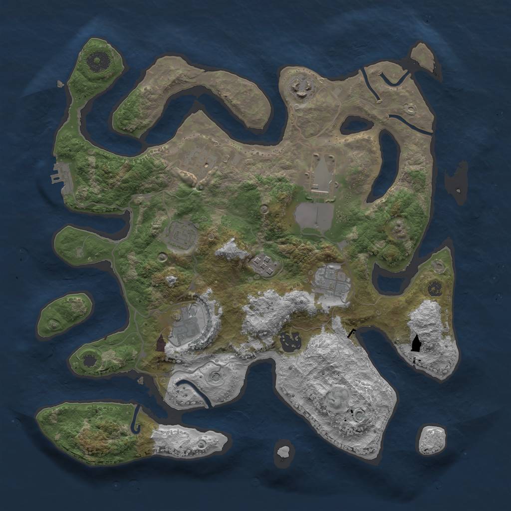 Rust Map: Procedural Map, Size: 3500, Seed: 2610724, 12 Monuments