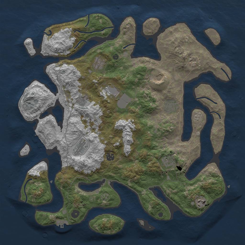 Rust Map: Procedural Map, Size: 4500, Seed: 2751, 16 Monuments