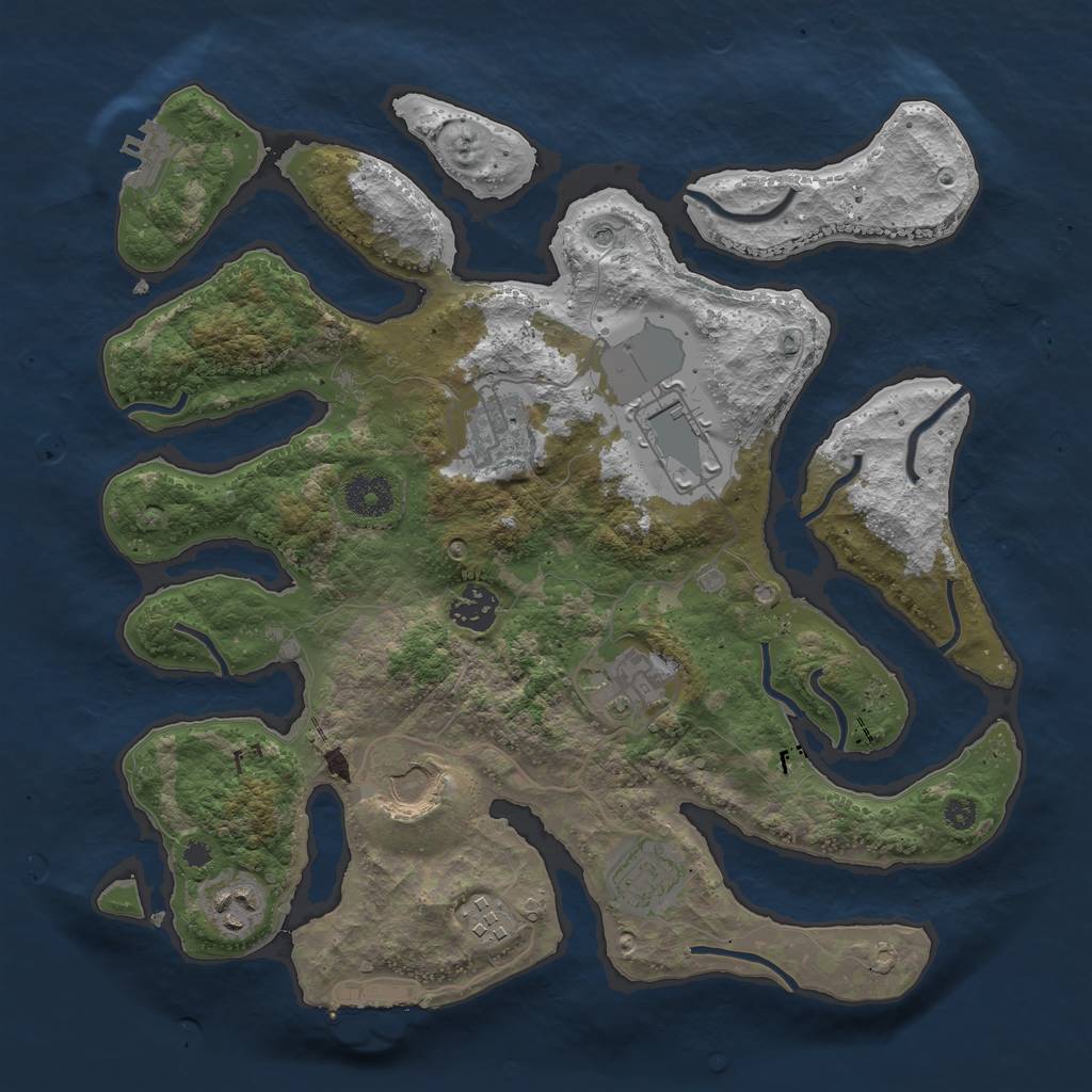 Rust Map: Procedural Map, Size: 3500, Seed: 358113, 13 Monuments