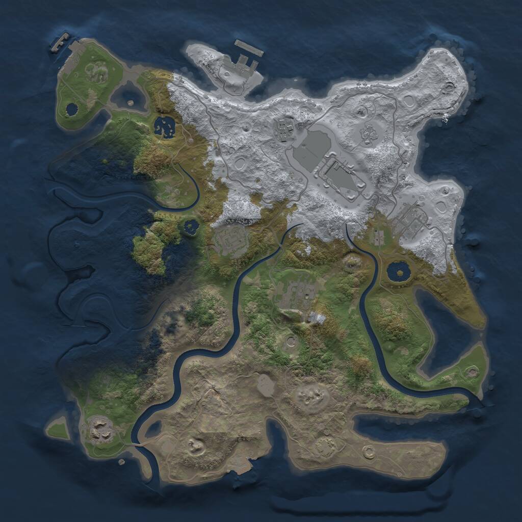 Rust Map: Procedural Map, Size: 3500, Seed: 358113, 13 Monuments