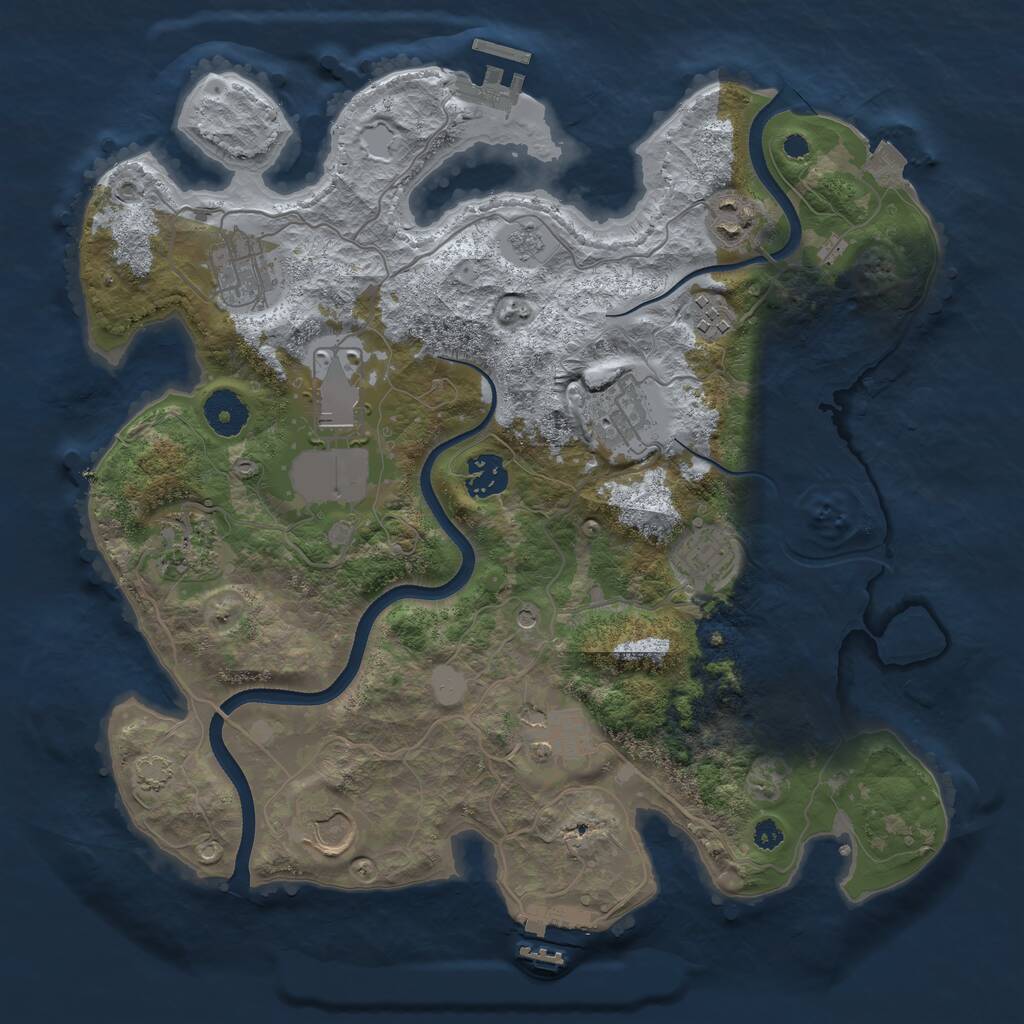 Rust Map: Procedural Map, Size: 3500, Seed: 538563, 16 Monuments