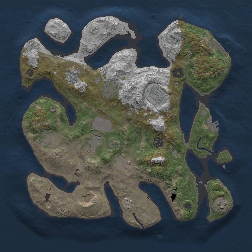 Rust Map: Procedural Map, Size: 3500, Seed: 538563, 15 Monuments