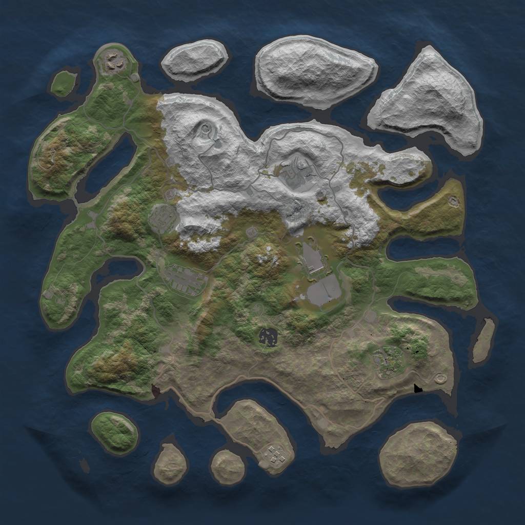 Rust Map: Barren, Size: 4000, Seed: 6345123, 11 Monuments