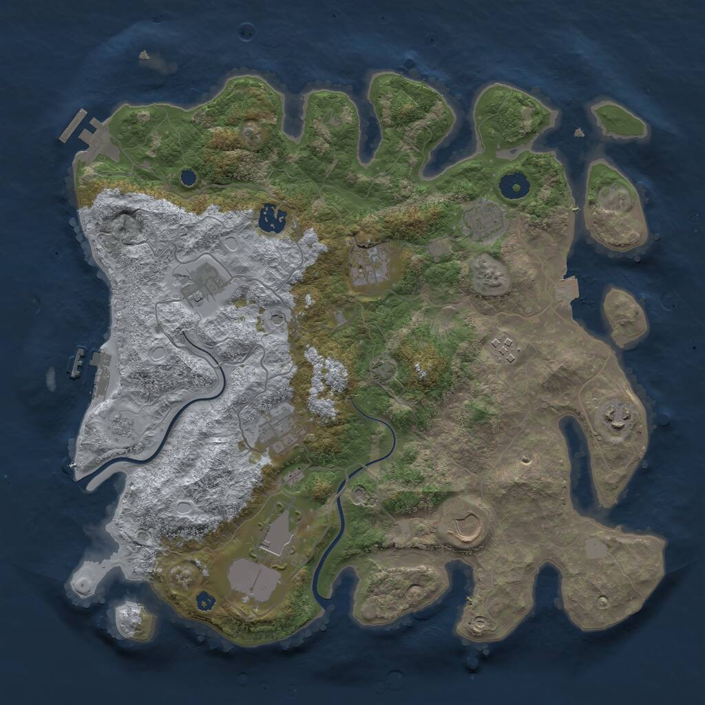 Rust Map: Procedural Map, Size: 3700, Seed: 592791291, 15 Monuments