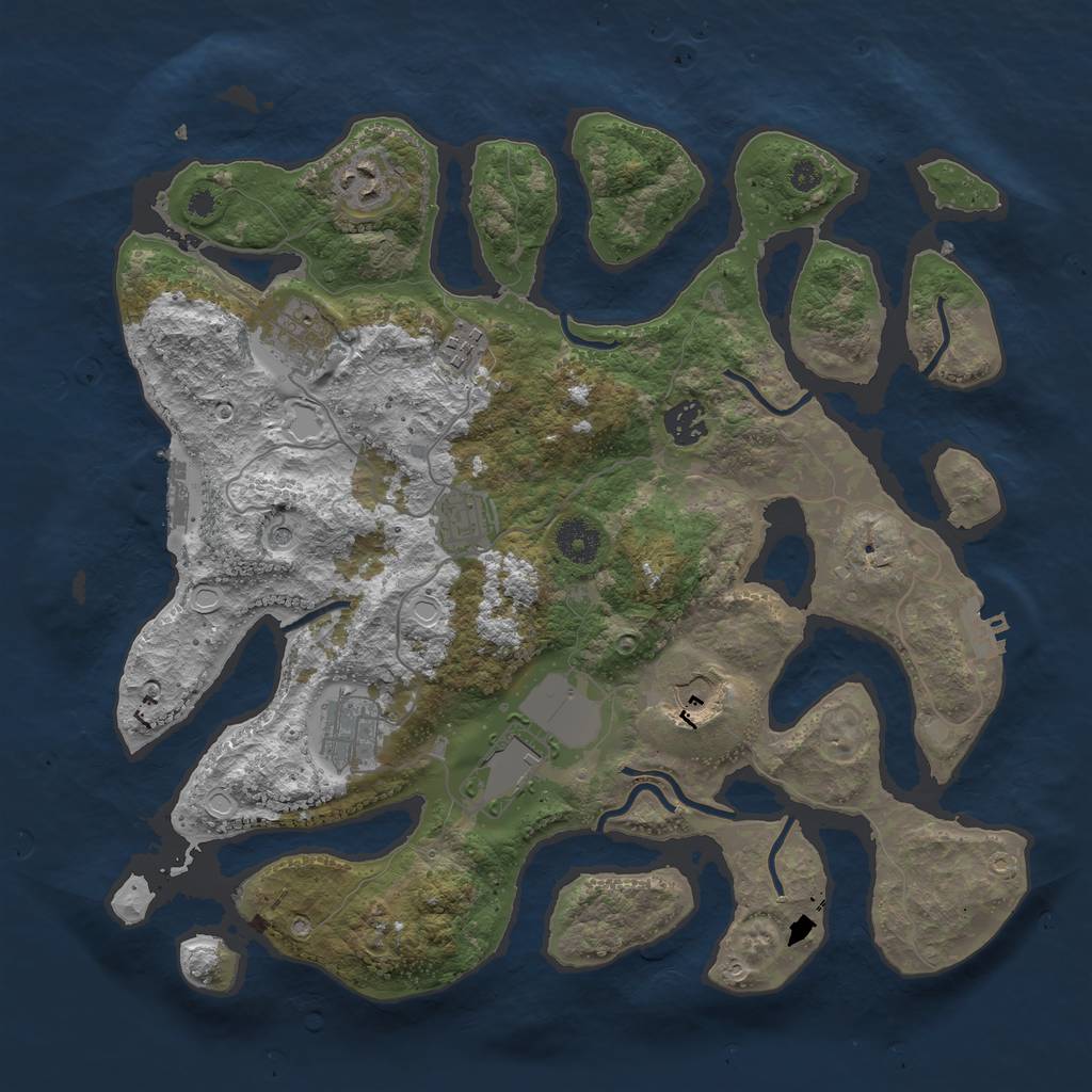 Rust Map: Procedural Map, Size: 3700, Seed: 592791291, 16 Monuments