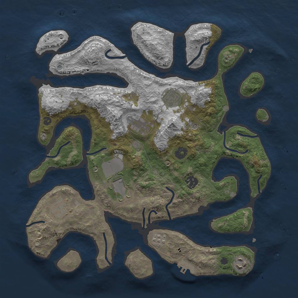 Rust Map: Procedural Map, Size: 3600, Seed: 3877147, 11 Monuments