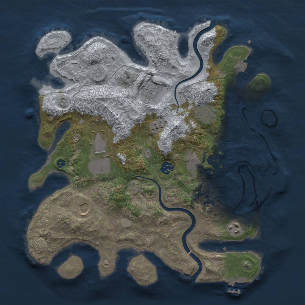 Rust Map: Procedural Map, Size: 3600, Seed: 3877147, 14 Monuments