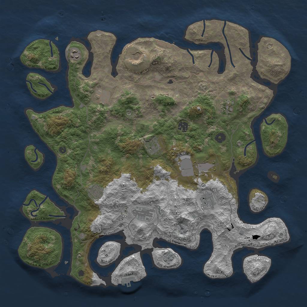 Rust Map: Procedural Map, Size: 4500, Seed: 948866, 16 Monuments