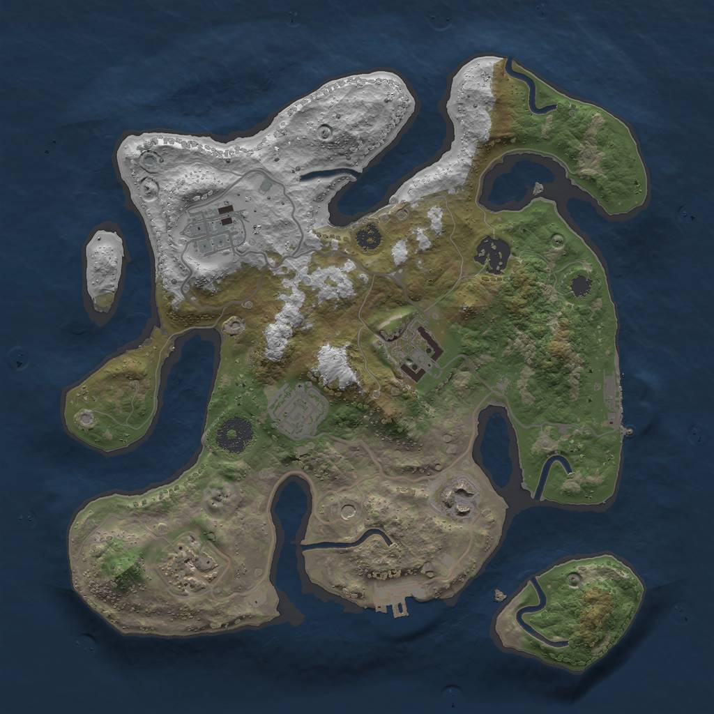 Rust Map: Procedural Map, Size: 3000, Seed: 1111875265, 11 Monuments